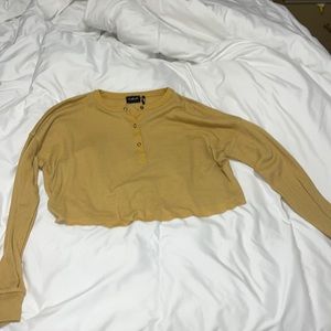 Yellow crop top light weight long sleeve